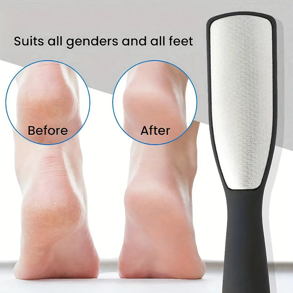 Stainless Steel Dual Sided Foot File Dead Skin Callus Remover Pedicure Scrubber Tool Wet Dry Use Professional Pedicure Tool