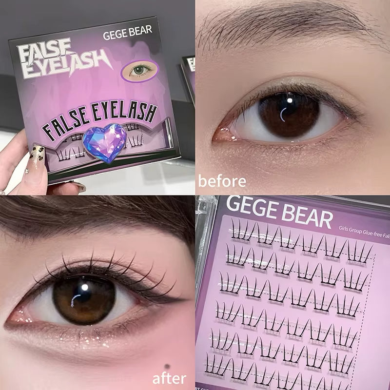 K-Pop Lash without Glue - Natural & Fluffy, Instant Eye-Enlarging, Wearable for No-Makeup Look, Lightweight & Curly