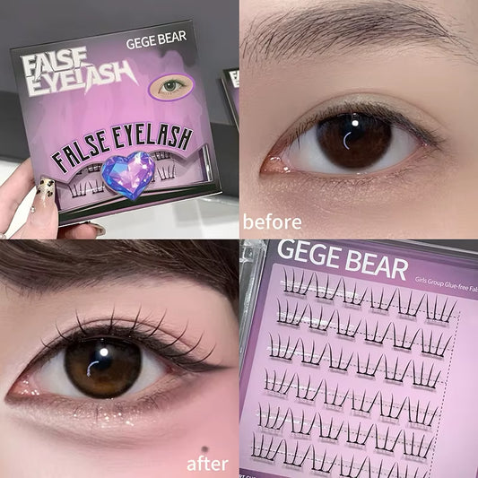 K-Pop Lash without Glue - Natural & Fluffy, Instant Eye-Enlarging, Wearable for No-Makeup Look, Lightweight & Curly