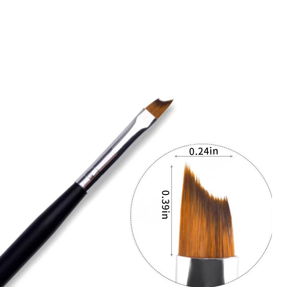 1Pc French Nail Brush 16CM Crescent Oblique French Tip Brush Silver Black Handle French Painting Drawing Tools Nail Art Supplies