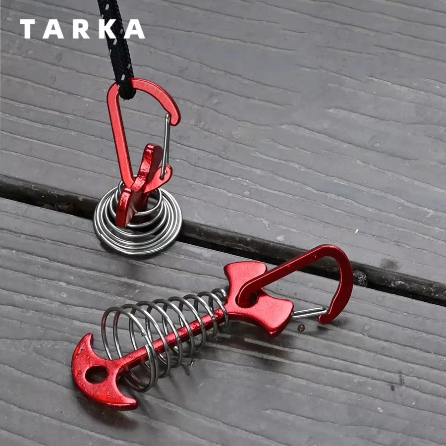 TARKA Camping Tent Pegs Deck Floor Nail Fish Bones Board Spring Nail with Rope Bucklestentnails Campingtent Supplies Accessories