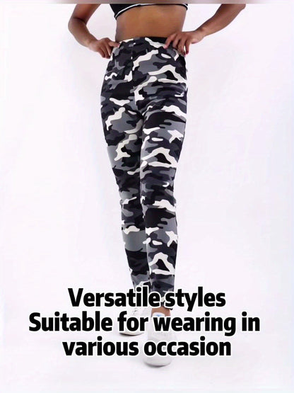 [Women's Athletic Booty Sport Tights] Fashion Camo Yoga Leggings Women Athletic Exercise Fitness Butt Lift Booty Sport Cropped Pants High Elastic Waist Gym Tights Workout Trousers