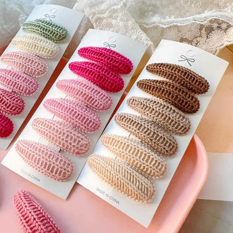6Pcs/Set Fresh Print Cotton Alloy Hair Clips for Kids Fabric Plaid BB Hairpins Girl Hairgripe Headwear Baby Hair Accessories