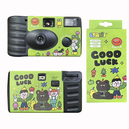 12/27 Sheets Retro Disposable Film Camera Retro Sport Black and White Color Film Dummy Machine with Flash FYE Illustrator Union