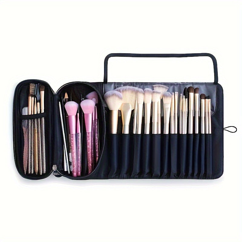 Large Capacity Makeup Brush Organizer Bag - Multi-Functional Korean Style Portable Cosmetic Pouch for Students Beauty Fashion