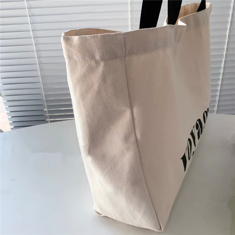 Letter Voyage Canvas Handbag Shoulder Bag Bags for Women Large Capacity Travel Shopping Tote Bag, Student School Bags