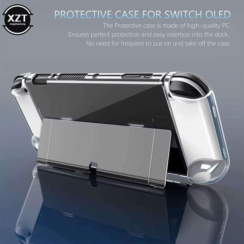 Clear Case Crystal Protect Shell for Nintendo Switch OLED Transparent Hard Case Cover Dockable for Switch OLED Console Accessory