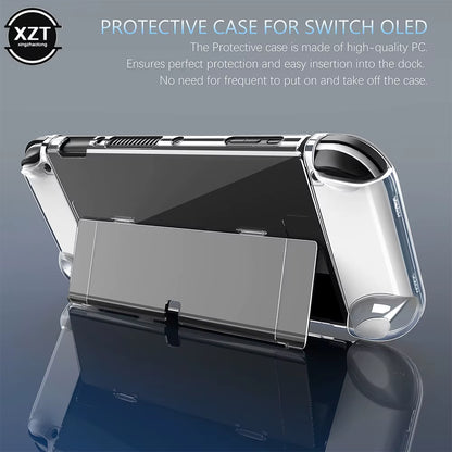 Clear Case Crystal Protect Shell for Nintendo Switch OLED Transparent Hard Case Cover Dockable for Switch OLED Console Accessory