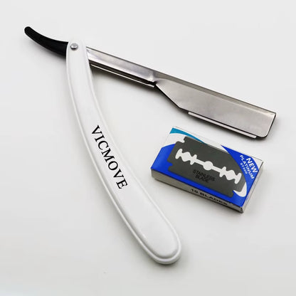 1Set Men Straight Barber Edge Razors Folding Shaving Knife Hair Removal Tools with 10Pcs Blades