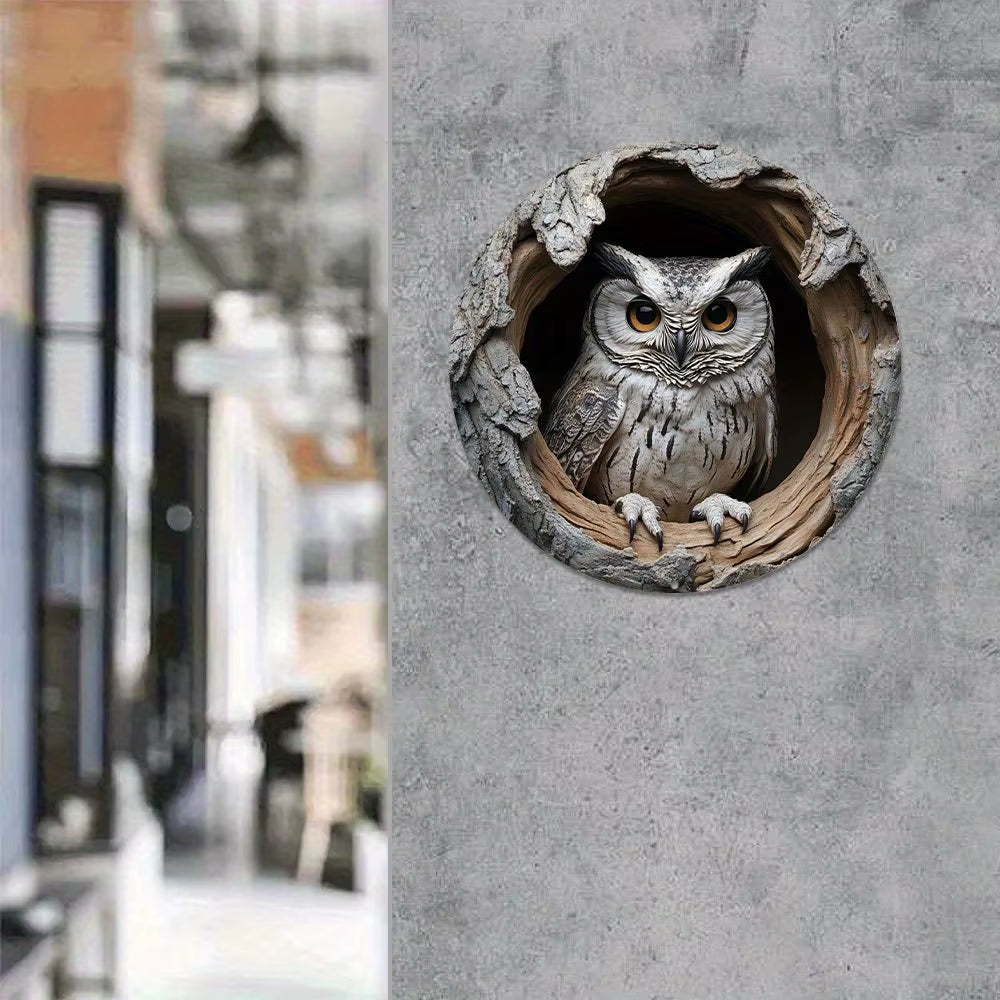 Contemporary Owl Wall Theme round Wooden Home Kitchen Garden Club Garage Office Wall Decor Ideal Holiday Gift 8 Inch