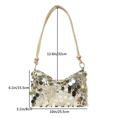 Women'S Sparkling Sequin Evening Shoulder Bag Glittering Gold Silver Secure Zipper Shiny Party Bag for Dinner Ball Handbag