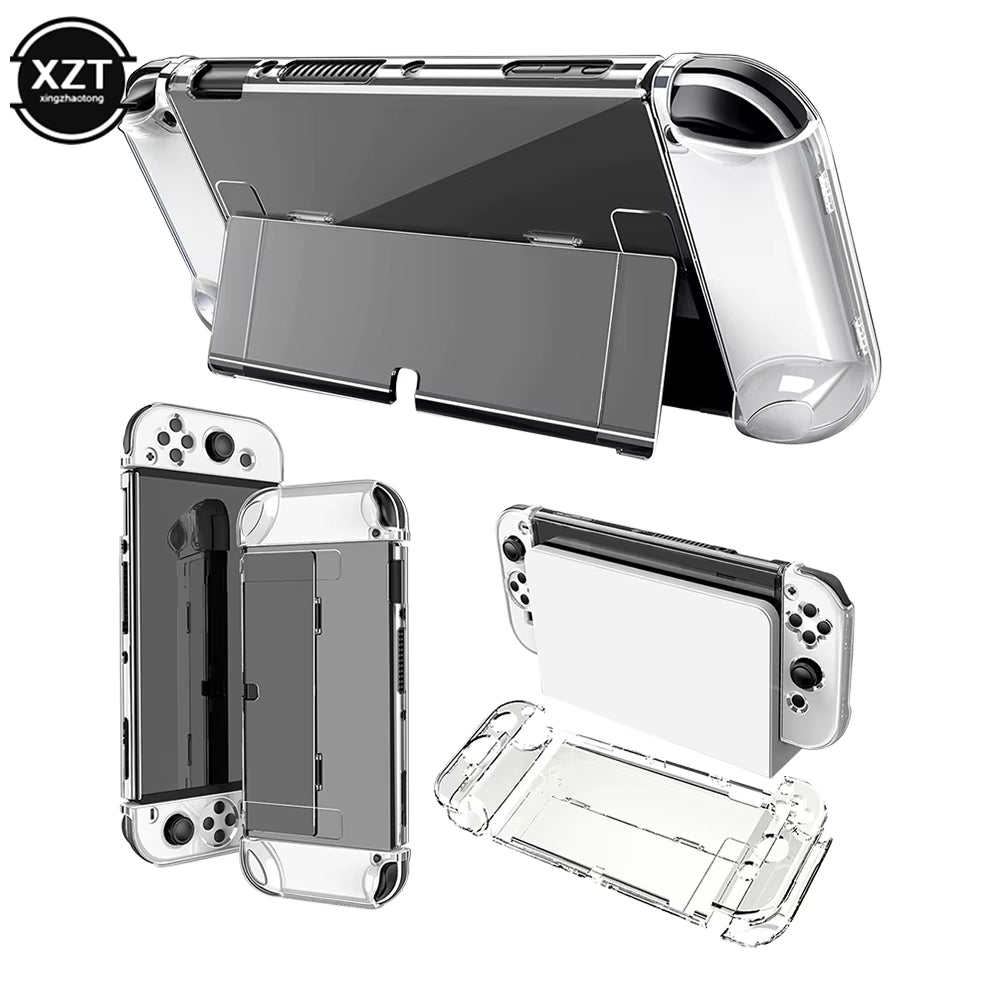 Clear Case Crystal Protect Shell for Nintendo Switch OLED Transparent Hard Case Cover Dockable for Switch OLED Console Accessory