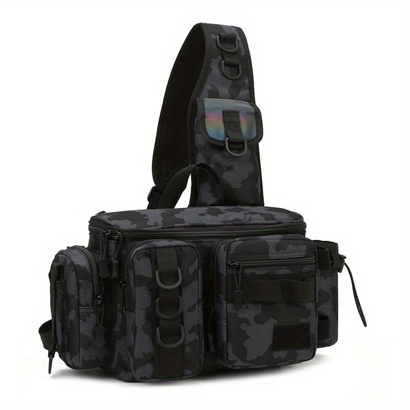 1pc Heavy-Duty Fishing Backpack Tackle Sling Bag with Rod Holder & Multi-Compartment - Lightweight Breathable Mesh Back, Durable Nylon/, Padded Shoulder Straps for Freshwater/Saltwater Fishing Gear, Camping & Outdoor (Ideal G Beauty Fashion