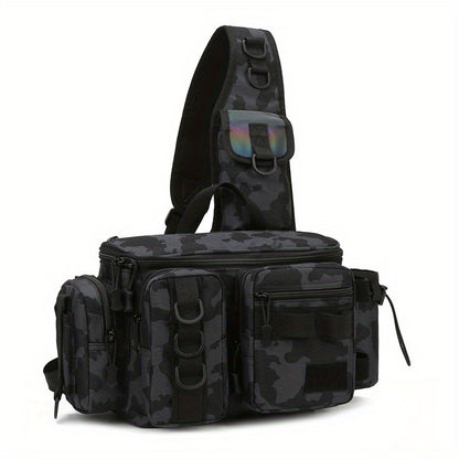 1pc Heavy-Duty Fishing Backpack Tackle Sling Bag with Rod Holder & Multi-Compartment - Lightweight Breathable Mesh Back, Durable Nylon/, Padded Shoulder Straps for Freshwater/Saltwater Fishing Gear, Camping & Outdoor (Ideal G Beauty Fashion