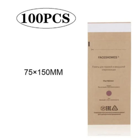 100Pcs Nail Sterilizer Manicure Kraft Bags Nail Art Clean Kraft Bag Nail Art Sterilization Disposable Nail Disinfection Tools