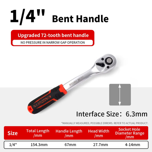 New Frosted Quick Ratchet Wrench Oil-Resistant 72 Tooth Drive 1/4 3/8 1/2 Inch Socket Two-Way Flying Wrench DIY Hand Repair Tool