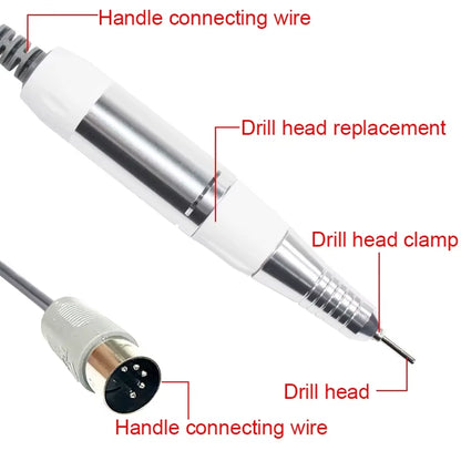 5 Pins PLUG Electric Nail Drill Machine Handle Handpiece Pedicure Replacement Pen Manicure Beauty Tool Accessory