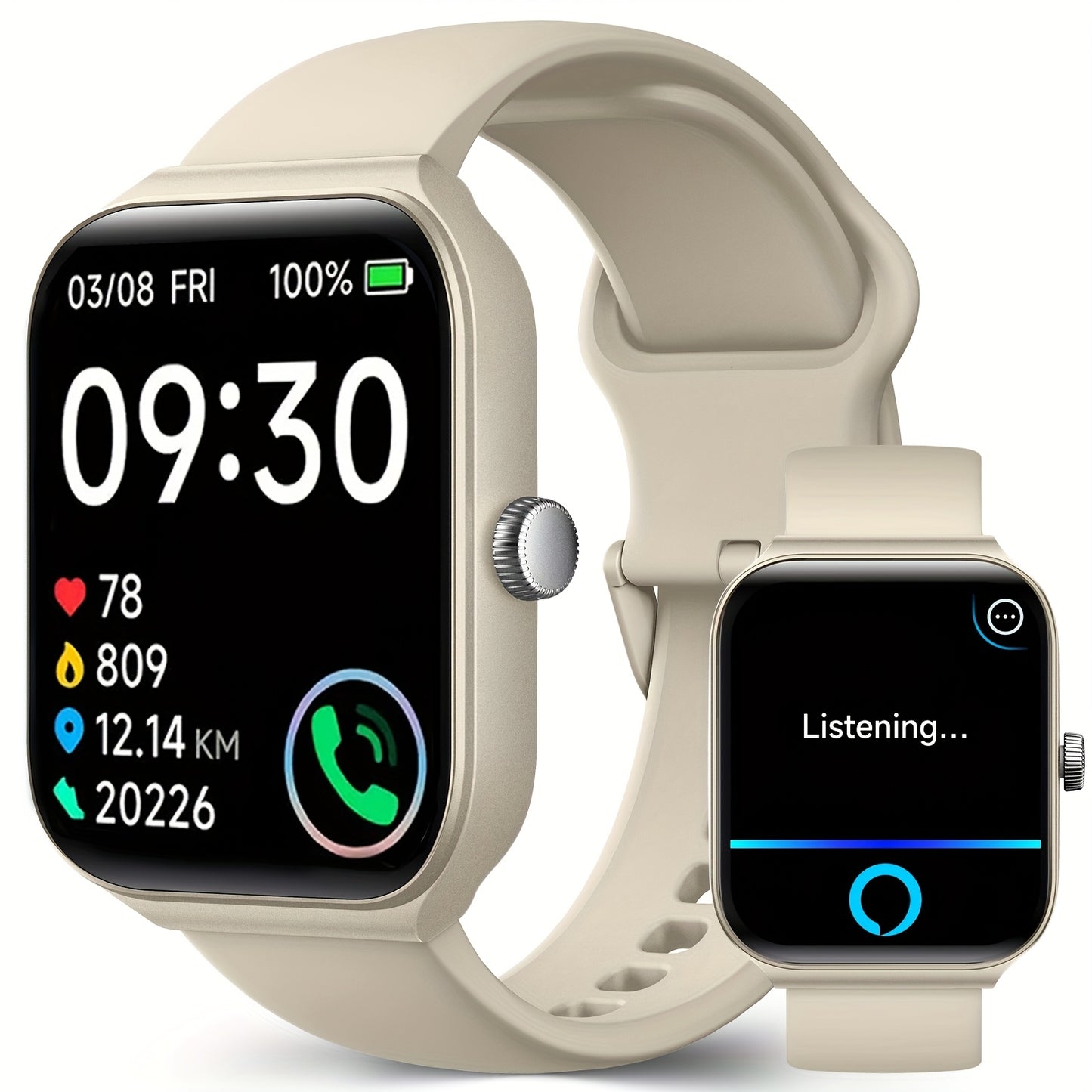FAWEIO Smart Watch For Men Women Wireless Call, 1.95" Smartwatch With 100+ Sport Modes, Fitness Activity Tracker Pedometer, Built-in Alexa, For iPhone & Android, Perfect Gift For Family And Friends