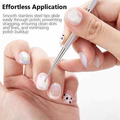 5Pcs Nail Art Dotting Pen Dual End Stainless Steel Design Painting Picking Dot Rhinestones Crystal Gems Acrylic Manicure Tools