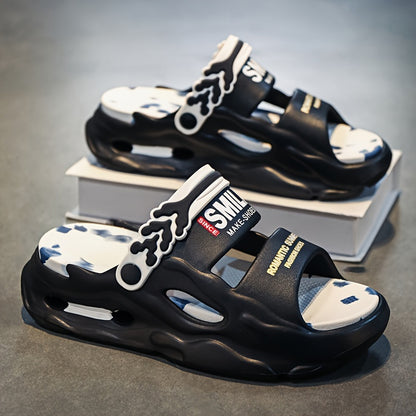 Unisex EVA Sport Sandals & Slides - Quick-Dry Non-Slip Casual Graphic Letter Print Round Toe - Lightweight Breathable Couple's Beach & Casual Footwear for Spring/Summer, Beach Shoes, Versatile Footwear, Trendy Slides, Comfort