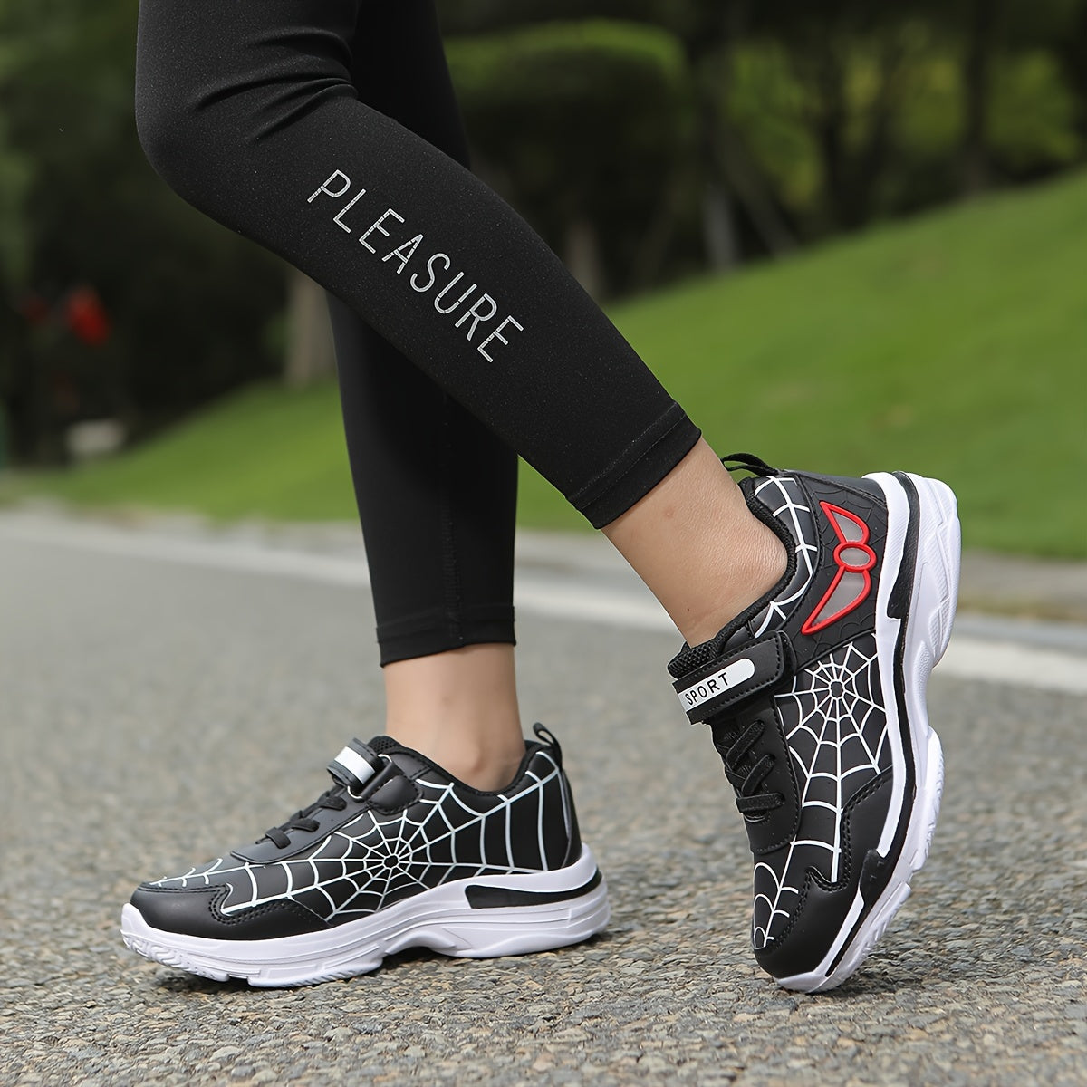 Kids Fashion Sneakers Breathable Lightweight Sport Casual Shoes with Cartoon Spider Web Design, Closure, Low Top PU and Fabric for Boys and Girls – Versatile All-Season Footwear for Outdoor Activities Beauty World Shop