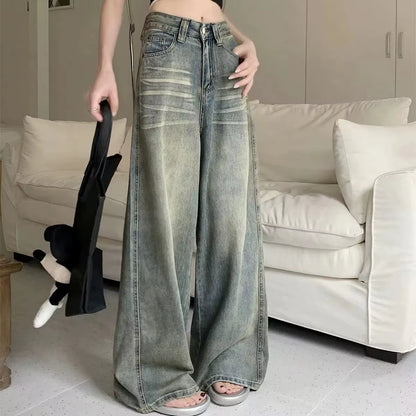 Y2K Loose Straight Leg Jeans Women Trousers Baggy Wide Fit Casual High Waist Retro Washed Vintage Style Women'S Jeans Jeans