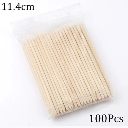 100/50Pcs Nail Art Pusher Orange Wood Sticks Cuticle Pusher Remover Rhinestones Dotting Removal Manicure Pedicure Care Tools