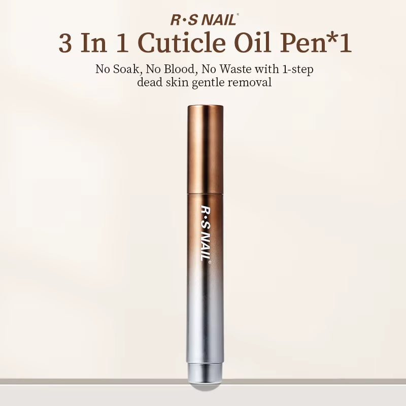 RSNAIL 3-In-1 Cuticle Oil Pen with Ceramic Nail Pusher for Hangnails Dry & Damaged Nails -Nail Care Pen for Repair & Nourishment