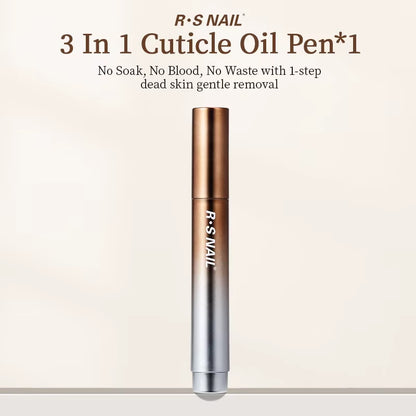 RSNAIL 3-In-1 Cuticle Oil Pen with Ceramic Nail Pusher for Hangnails Dry & Damaged Nails -Nail Care Pen for Repair & Nourishment