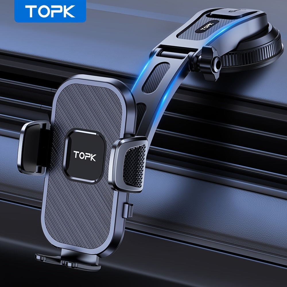 D38-C Car Phone Holder Mount by TOPK, Enhanced Adjustable Cell Phone Holder for Car Dashboard, Works with All Phones in Both Horizontal And Vertical Positions Beauty Fashion