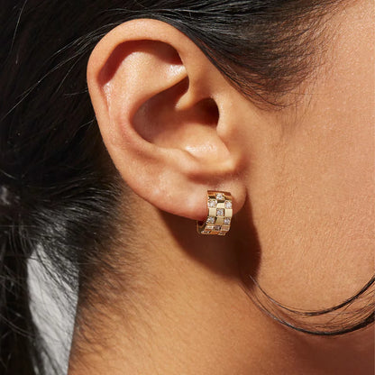 DPLAOPA 925 Sterling Silver Gold CZ Zircon Thick Hoop Earrings Piercing Vintage Luxury Party Wedding Fine Gift Women Jewelry