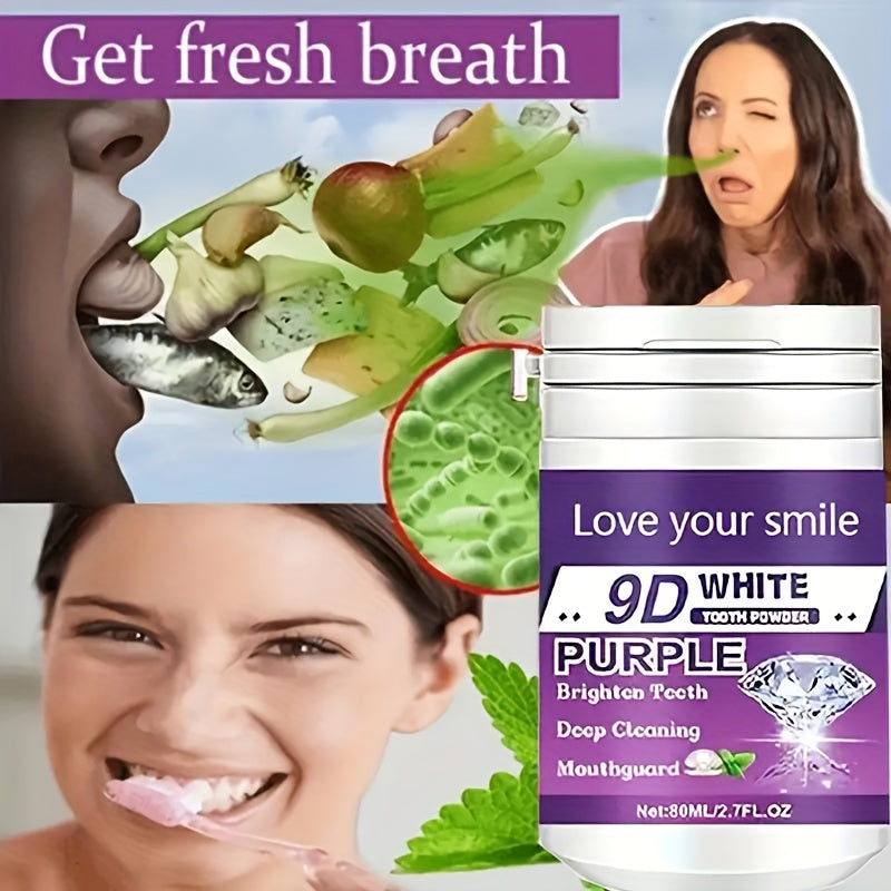 1/2pcs 9D White Purple Teeth Powder - Deep Cleaning & Polishing with Baking Soda, Refreshing Breath, Portable Travel-Friendly Formula, Brightens Smile in 7 Days, for Men & Women Beauty World Shop