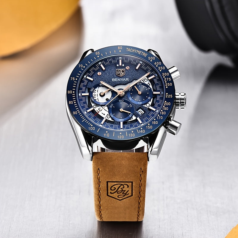 BENYAR Watches For Men Analog Quartz Chronograph Luminous Big Face Mens Watches Business Work Sport Casual Fashion Designer Dress Men'S Wrist Watches Elegant Gift For Men Beauty World Shop