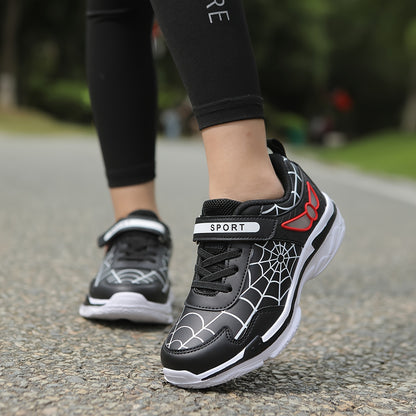 Kids Fashion Sneakers Breathable Lightweight Sport Casual Shoes with Cartoon Spider Web Design, Closure, Low Top PU and Fabric for Boys and Girls – Versatile All-Season Footwear for Outdoor Activities Beauty World Shop