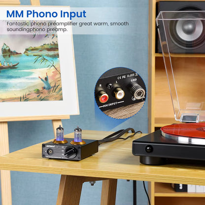 Hifi Vacuum 6A2 Tube MM Phono Turntable Preamplifier Hifi Stereo Phonograph Preamp Amplifier Vinyl Record Player DIY 12V