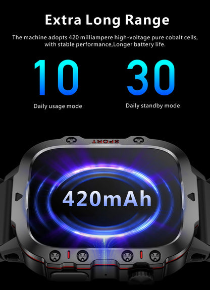 New Rugged Smart Watch Men Wireless Call IP68 Sport Fitness AI Voice Outdoor Smartwatch For Mobile Phones