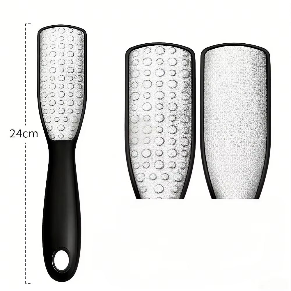Stainless Steel Dual Sided Foot File Dead Skin Callus Remover Pedicure Scrubber Tool Wet Dry Use Professional Pedicure Tool