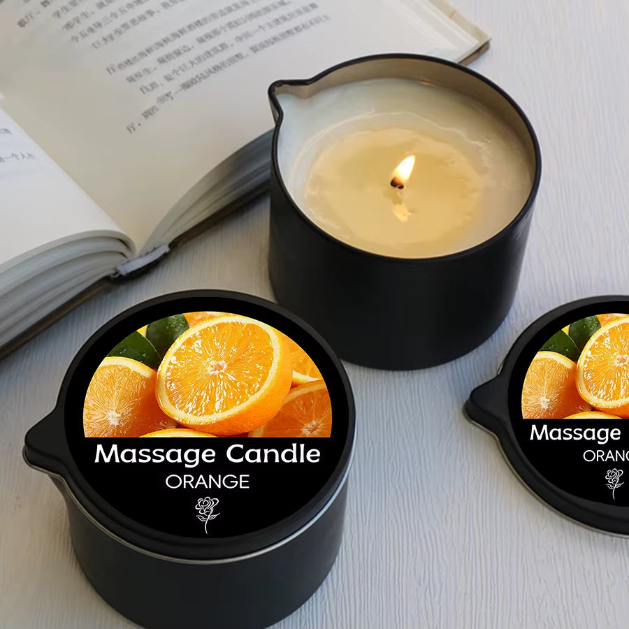 Massage Candle - Essential Oil- Orange, 2Oz/56.7G Melts into Warm Massage Oil - Massage Oil Candle, Pour Spout