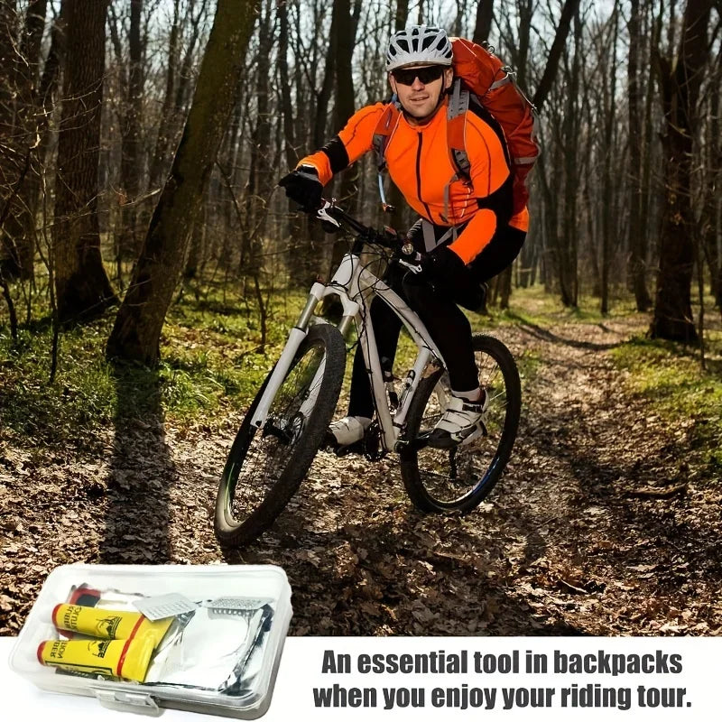 Bike Repair Kit with Vulcanizing Patches & Tools - Professional Bicycle Tube Puncture Set for Road/Mountain Emergency Fix