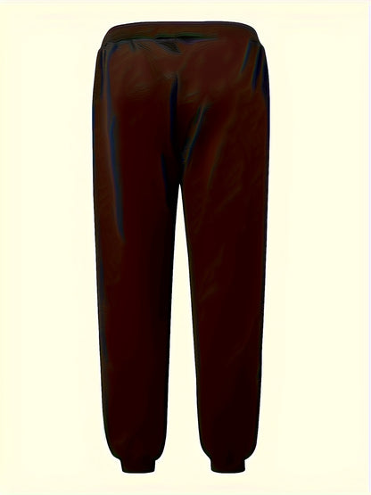 Men's Casual Letter Print Cuffed Drawstring Sweatpants, Lightweight Comfy Pants For Sport And Casual Wear