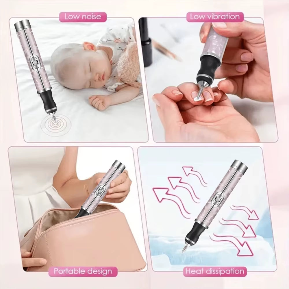 LINMANDA Many Sets Electric Nail File Portable Manicure Pedicure Polishing Grinding Peeling Nail Drill for Fingernail Toenail