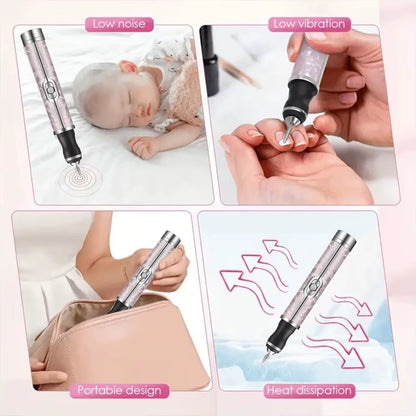LINMANDA Many Sets Electric Nail File Portable Manicure Pedicure Polishing Grinding Peeling Nail Drill for Fingernail Toenail