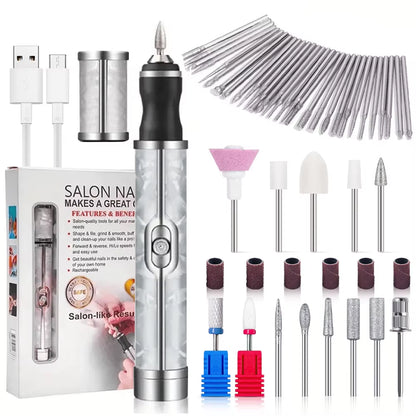 LINMANDA Many Sets Electric Nail File Portable Manicure Pedicure Polishing Grinding Peeling Nail Drill for Fingernail Toenail