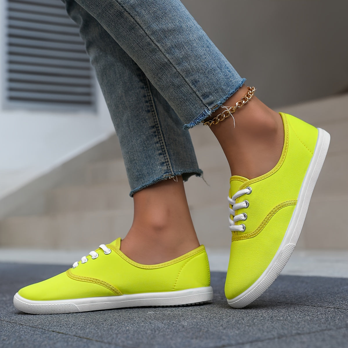 Women's Casual Canvas Sneakers, Low-Top Lace-up Walking Shoes, Lightweight & Comfort Sport Shoes Beauty World Shop