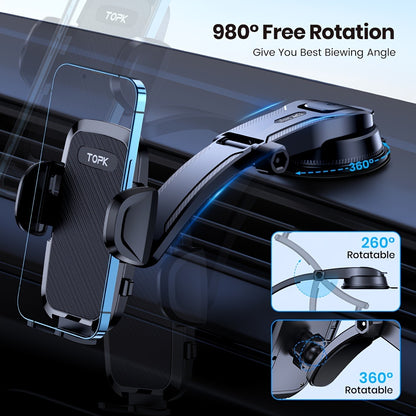 [Upgraded Phone Holder] Upgraded Handsfree Car Phone Holder Mount | Phone Holder for Car Dashboard | Compatible with iPhone Android Beauty Fashion