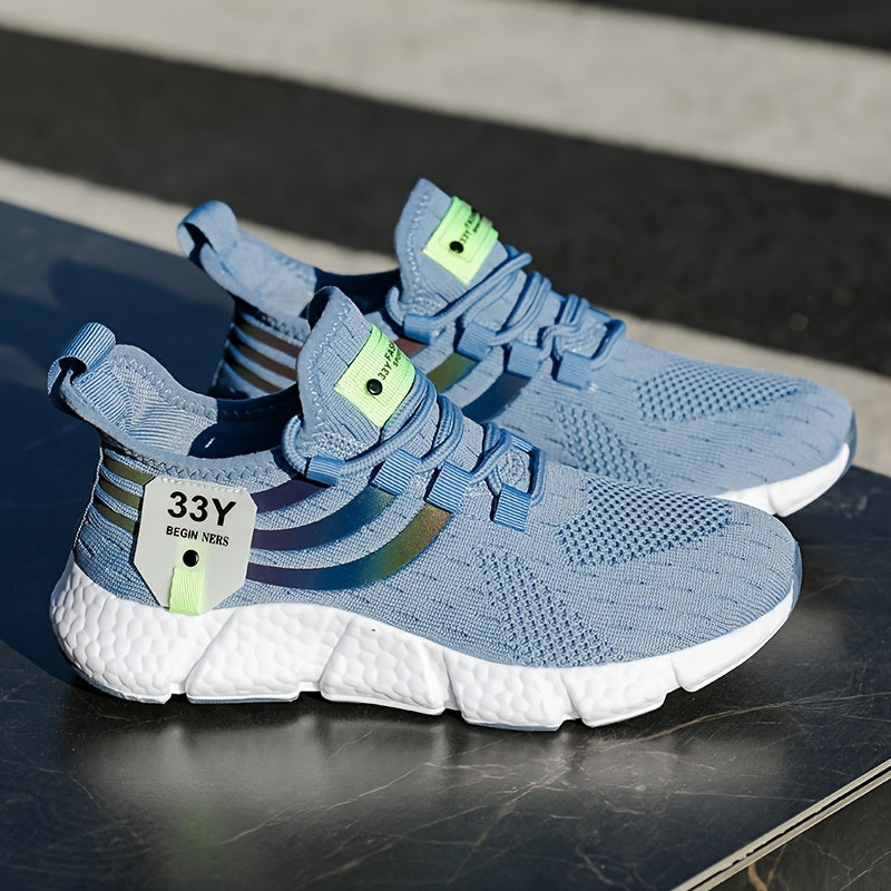 Women's Breathable Knit Platform Sneakers, Casual Lace Up Outdoor Shoes, Comfortable Low Top Sport Shoes Plus Size Beauty World Shop