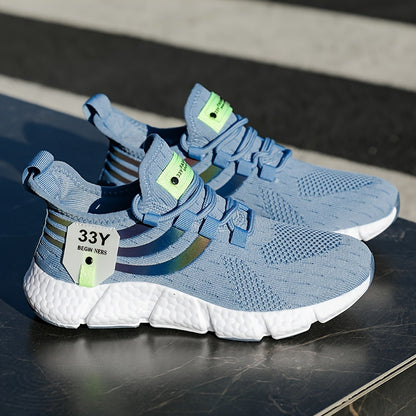 Women's Breathable Knit Platform Sneakers, Casual Lace Up Outdoor Shoes, Comfortable Low Top Sport Shoes Plus Size Beauty World Shop