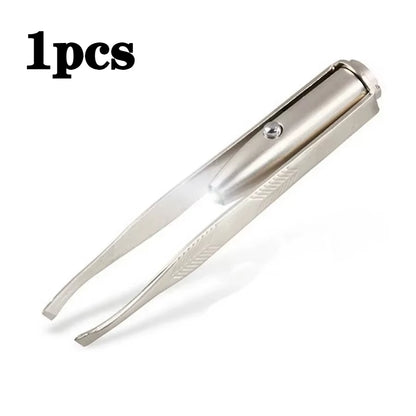 1/3/5Pcs LED Eyebrow Tweezer Oblique Tip Stainless Steel Trimming Clip Eye Hair Removal Prune False Eyelash Clamp Makeup Tool