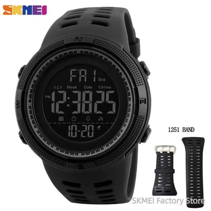 1251 Digital Watch for Men Waterproof Sports Electronic Countdown Mens Wristwatches Military Date Clock 1560 Reloj Hombre