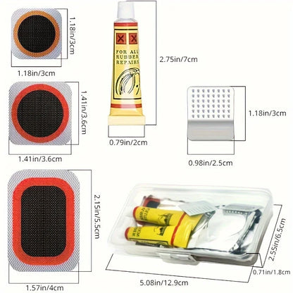 Bike Repair Kit with Vulcanizing Patches & Tools - Professional Bicycle Tube Puncture Set for Road/Mountain Emergency Fix